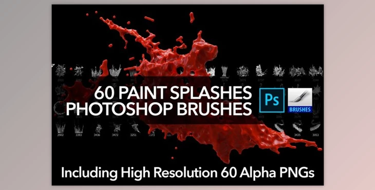 Download 60 Paint Splash Brushes for PS CreativeMarket 4388616