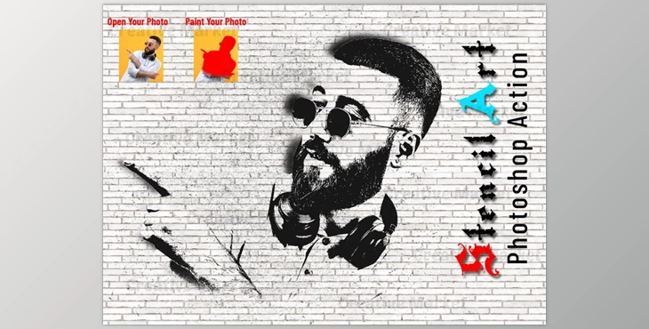 Download Stencil Art Photoshop Action CreativeMarket-6552635 (ATN)