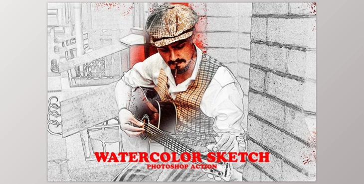 Download Watercolor Sketch Photoshop Action CreativeMarket-6317739 (ABR, ATN)