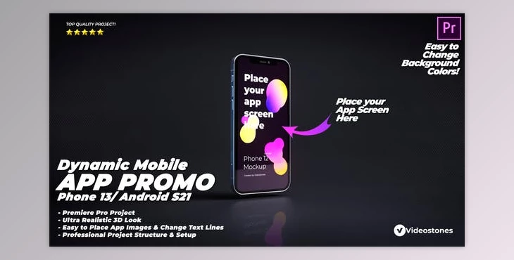 Download Dynamic Mobile App Promo - Phone 13 - Android - 3d Mobile App Demo Presentation Premiere Pro - Videohive 34108806