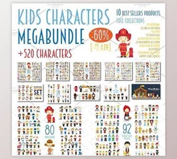 Download MEGABUNDLE Kids Characters Sets CreativeMarket-2381388 (JPG, PNG, EPS, AI)
