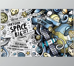 Download Space Cartoon Doodle Big Pack – CreativeMarket 2270592 (PNG, JPG, EPS, PSD)