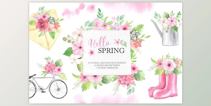 Download Watercolor Spring Floral Collection (PNG, JPG)
