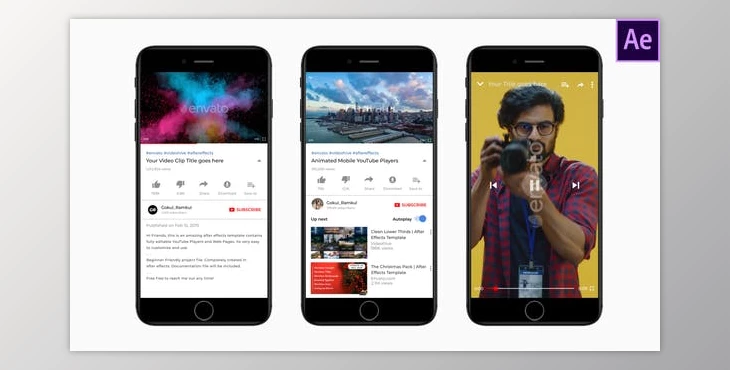 Download YouTube Mobile Players, Pages & Comments (Videohive 25832604) - AE Project