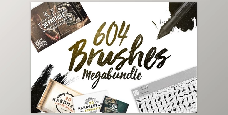 Download 604 Photoshop Brushes Megabundle CreativeMarket-932478 (ABR)
