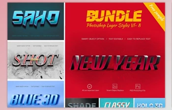 Download <span class='badge badge-warning'>3D</span> Bundle Photoshop Layer Style (PSD) Creativemarket 4407585