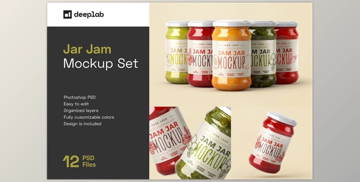 Download Jam Jar Mockup Set | Label Design CreativeMarket-5470880 (PSD, PDF)