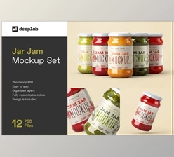 Download Jam Jar Mockup Set | Label Design CreativeMarket-5470880 (PSD, PDF)