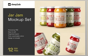 Download Jam Jar Mockup Set | Label <span class='badge badge-warning'>Design</span> CreativeMarket-5470880 (PSD, PDF)