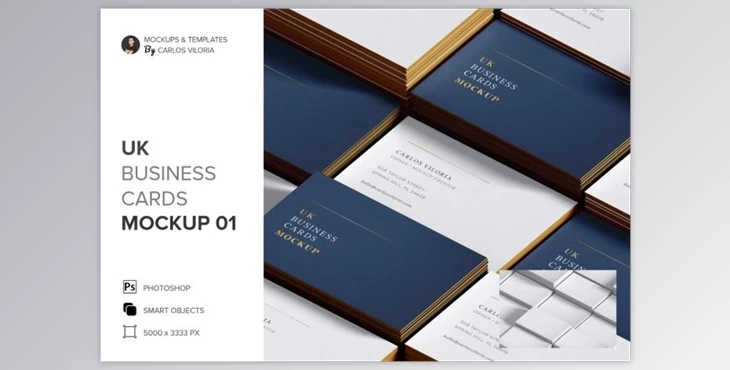 Download UK Business Cards Mockup 01 (PNG, PDF, PSD)