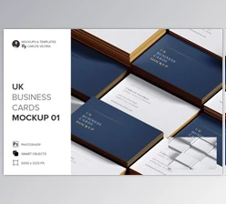 Download UK Business Cards Mockup 01 (PNG, PDF, PSD)