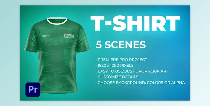 Download T-shirt II - 5 Scenes Mockup Template - Animated Mockup PREMIERE (Videohive 34396807) - PR Project