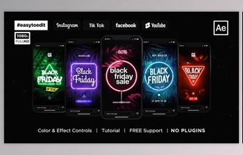 Download Black <span class='badge badge-warning'>Friday</span> | Neon Stories & Posts (Videohive 34426932) - AE Project