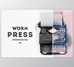 Download Worn Press Photoshop Effects Kit (JPG, PSD, ATN)