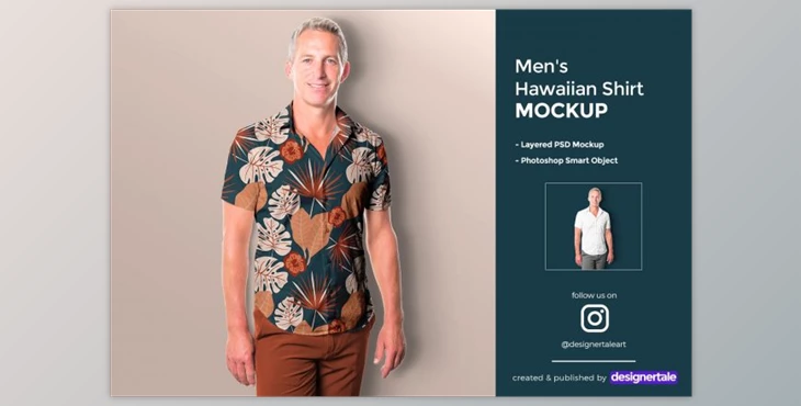 Download Men’s Hawaiian Shirt Mockup (PSD)