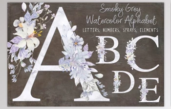 Download Smoky Grey <span class='badge badge-warning'>Letters</span>, Numbers & Sprays (JPEG, PNG)