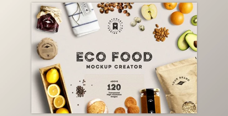 Download Eco Food Mockup Creator (PSD, JPG, PDF)