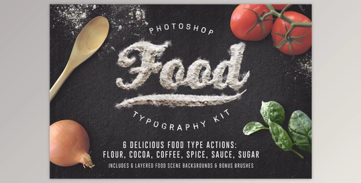 Download Food Typography PSD Actions (PSD, ABR, ATN)