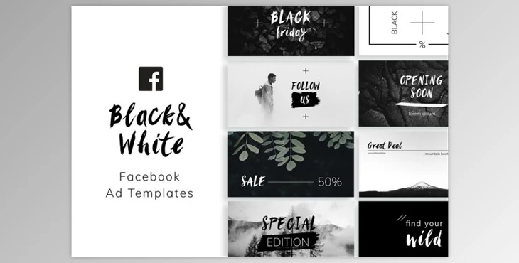 Download Black & White Facebook Ad Templates (psd, ai)