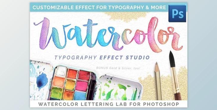 Download Watercolor Lettering Studio Pro (JPG, PSD, ATN)