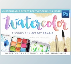 Download Watercolor Lettering Studio Pro (JPG, PSD, ATN)