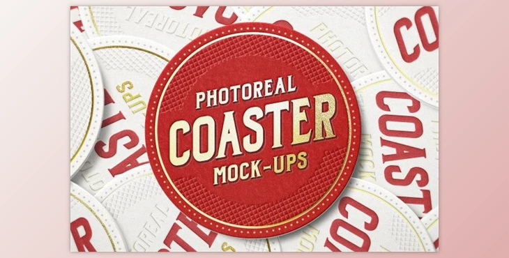 Download Photoreal Coaster Mockup Bundle Logo (PSD)