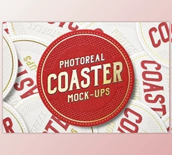 Download Photoreal Coaster Mockup Bundle Logo (PSD)