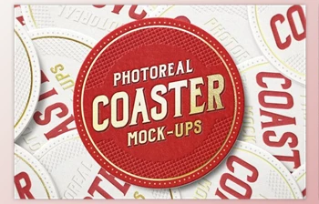 Download Photoreal <span class='badge badge-warning'>Coaster</span> Mockup Bundle Logo (PSD)