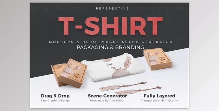 Download T-shirt Packages Perspective View (PSD, PDF)
