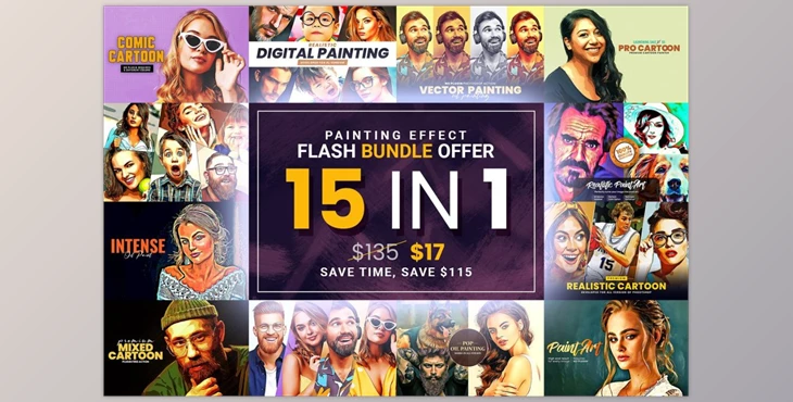 Download BUNDLE! 15 in 1 Oil Painting Effect CreativeMarket-6631435 (ATN)