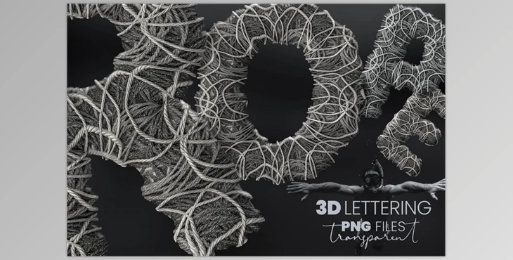 Download Grey Rope Pile 3D Letters (PNG)