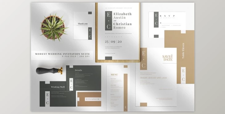 Download Modest Wedding Invitation Suite - CreativeMarket 4666955