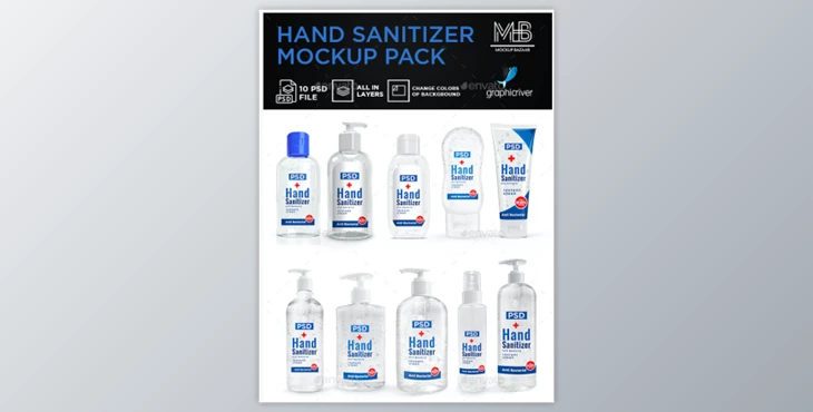 Download Hand Sanitizer Bottle Mockup Pack (PSD)