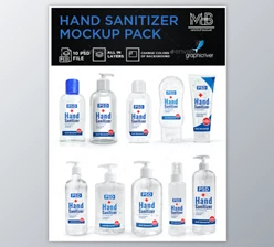 Download Hand Sanitizer Bottle Mockup Pack (PSD)