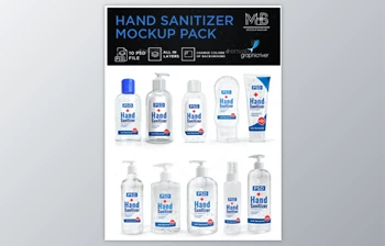 Download Hand Sanitizer <span class='badge badge-warning'>Bottle</span> Mockup Pack (PSD)