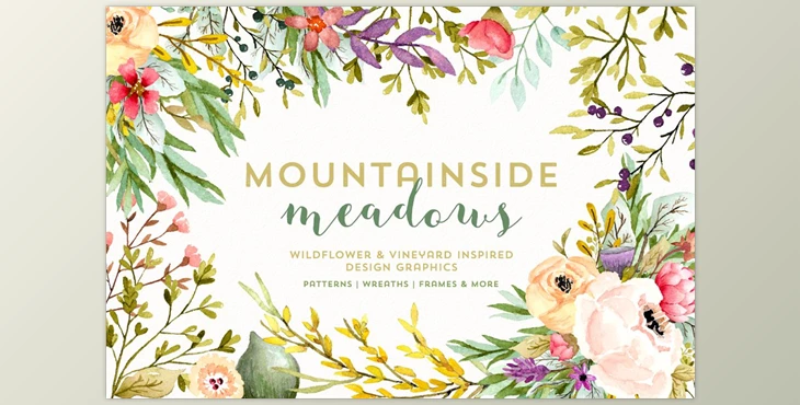 Download Mountainside Meadows Wildflowers CreativeMarket-1286565 (PNG, JPG, PSD, PDF)