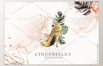 Download Cinderella Shoes Watercolor (PNG, PSD, <span class='badge badge-warning'>JPG</span>)