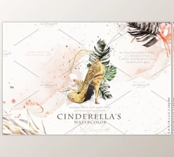 Download Cinderella Shoes Watercolor (PNG, PSD, JPG)