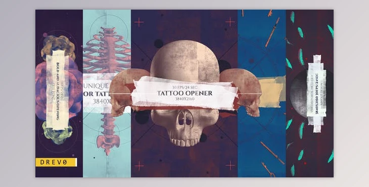 Download Tattoo Studio Opener/ Rock Pub/ Gothic Promo/ Biker Сlub/ Grunge/ Scull and Bones/ Roses/ Brush/ Ink (Videohive 26862271) - AE Project