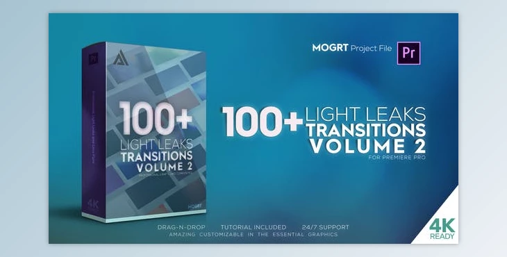 Download Videohive 4K Light Leaks Transitions Vol 2 For Premiere Pro 32821912 - PR Project