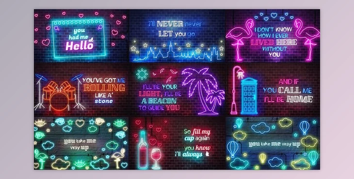 Download Neon Lyrics Template (Videohive 23555778) - AE Project