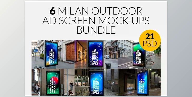 Download Milan Outdoor Ad Screen MockUps Set Creativemarket - 5471499
