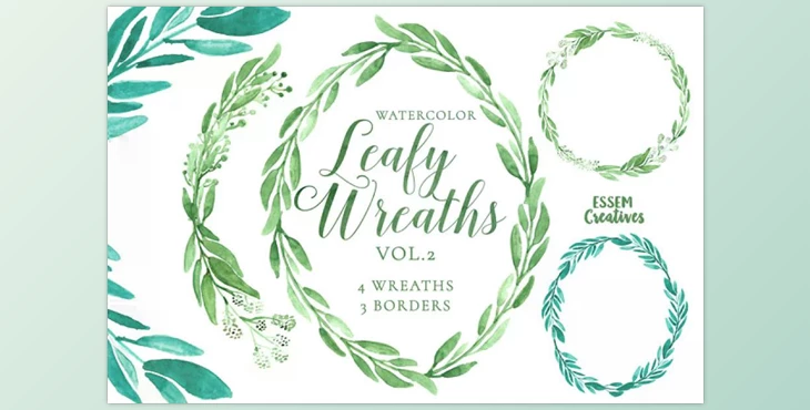 Download Watercolor Leaves Clipart BIG BUNDLE CreativeMarket 1143382