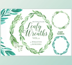 Download Watercolor Leaves Clipart BIG BUNDLE CreativeMarket 1143382