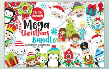 Download CreativeFabrica – The <span class='badge badge-warning'>Mega</span> Christmas Bundle – 1200+ Graphics all in 1 cute bundle 939605
