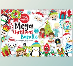 Download CreativeFabrica – The Mega Christmas Bundle – 1200+ Graphics all in 1 cute bundle 939605