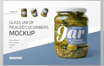 Download Jar of <span class='badge badge-warning'>Pickled</span> Cucumbers Mockup Set CreativeMarket – 4700815