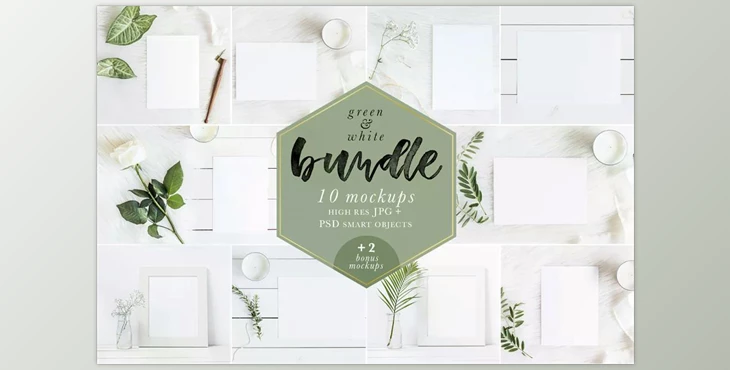 Download Green & White Mockups Bundle + Bonus CreativeMarket – 1485171