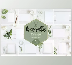 Download Green & White Mockups Bundle + Bonus CreativeMarket – 1485171