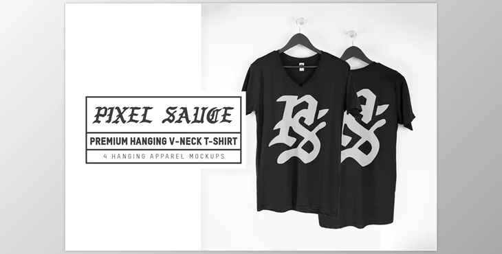 Download Hanging V-Neck T-Shirt Mockups CreativeMarket – 3432298